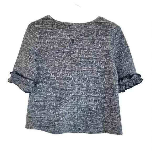 Banana Republic Women's Dark Navy & White Poly/Cotton/Rayon Textured Boucle Ruff - Picture 9 of 9